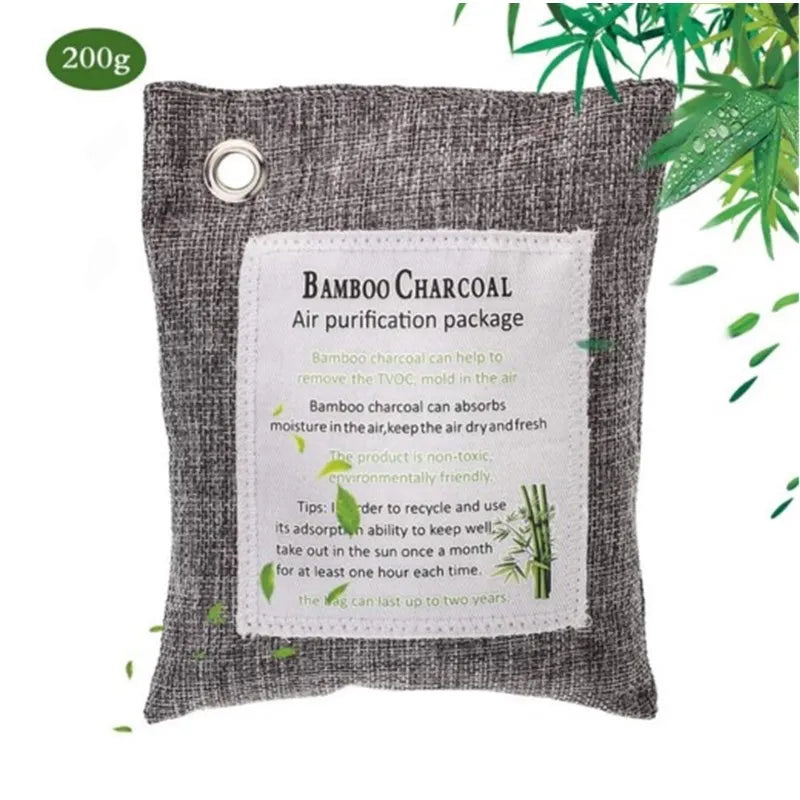 Natural Bamboo Charcoal Air Purifying Bag – Odor & Moisture Eliminator for Car, Closet, Shoes